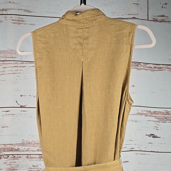 Faherty Laguna Sleeveless Shirtdress Linen Dull Gold (Tan) Medium - Picture 6 of 8
